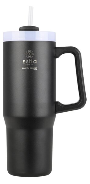 ESTIA ΘΕΡΜΟΣ STRAW TUMBLER XL SAVE THE AEGEAN 900ml MIDNIGHT BLACK