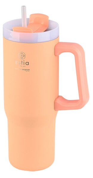 ESTIA ΘΕΡΜΟΣ STRAW TUMBLER XL SAVE THE AEGEAN 900ml PEACH FUZZ