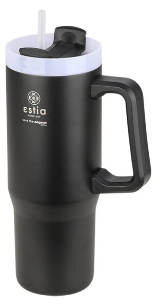 ESTIA ΘΕΡΜΟΣ STRAW TUMBLER XL SAVE THE AEGEAN 900ml MIDNIGHT BLACK