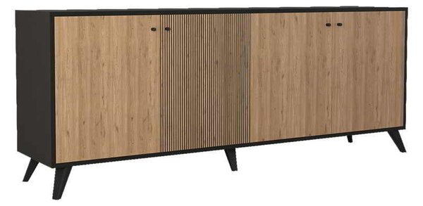 Μπουφές Flipter pakoworld μελαμίνης oak-μαύρο 182x40x78,6εκ