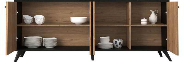 Μπουφές Flipter pakoworld μελαμίνης oak-μαύρο 182x40x78,6εκ