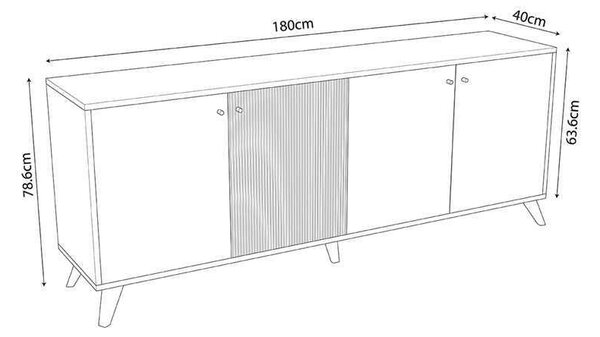 Μπουφές Flipter pakoworld μελαμίνης oak-μαύρο 182x40x78,6εκ