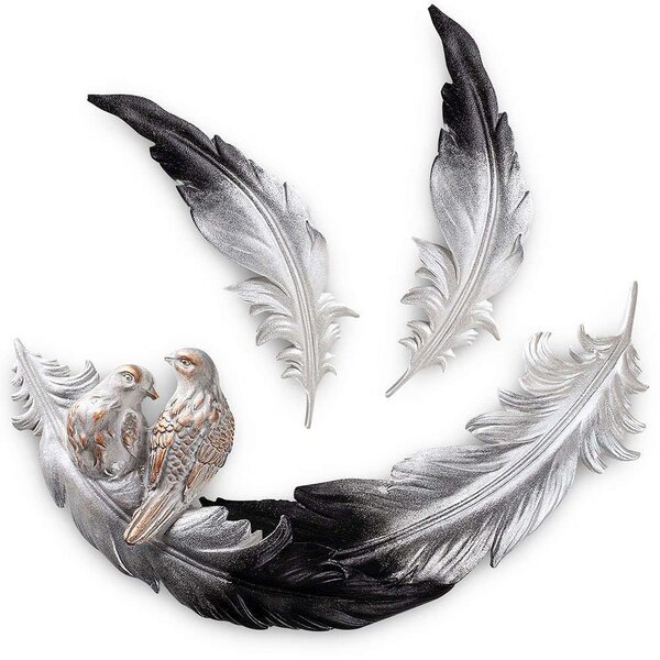 Διακοσμητικό Τοίχου Love Birds 565TNL1182 41x4x21/26x2x8cm White-Black Aberto Design