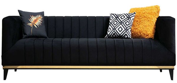 Καναπές Τριθέσιος Bellino 560ARE1344 222x89x75cm Black-Gold