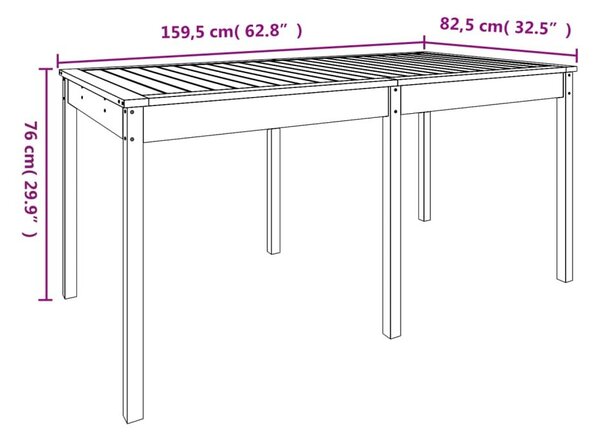 Τραπέζι Κήπου 159,5x82,5x76 εκ. από Μασίφ Ξύλο Ψευδοτσούγκας - Καφέ