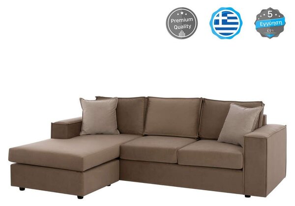 Καναπές Γωνία Monaco HM3257.03 Αναστρέψιμη 240x170x86cm Αλέκιαστο Ύφασμα Brown-Beige