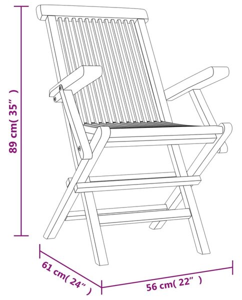Καρέκλες Κήπου Πτυσσόμενες 4 τεμ. Γκρι 56x61x89 εκ. Μασίφ Teak - Γκρι