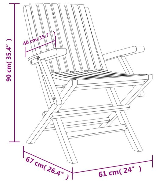 Καρέκλες Κήπου Πτυσσόμενες 6 τεμ. 61x67x90 εκ. Μασίφ Ξύλο Teak - Καφέ
