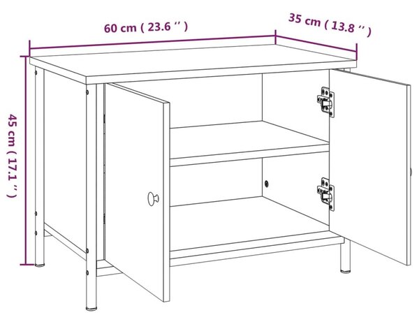 Έπιπλο Τηλεόρασης με Πόρτες Μαύρο 60 x 35 x 45 εκ. Επεξ. Ξύλο - Μαύρο