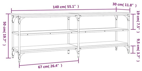 Έπιπλο Τηλεόρασης Καφέ Δρυς 140x30x50 εκ. Επεξεργασμένο Ξύλο - Καφέ