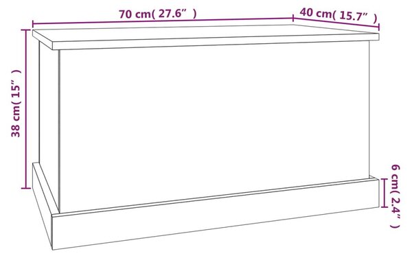 Κουτί Αποθήκευσης Μαύρο 70x40x38 εκ. Επεξεργασμένο Ξύλο - Μαύρο