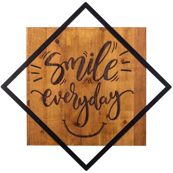 Διακοσμητικό Τοίχου Smile Everday 899SKL2115 54x54cm Walnut-Black Wallity