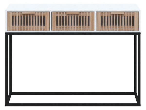 Τραπέζι Κονσόλα Λευκό 105x30x75 εκ. Επεξεργασμένο Ξύλο / Σίδερο - Λευκό