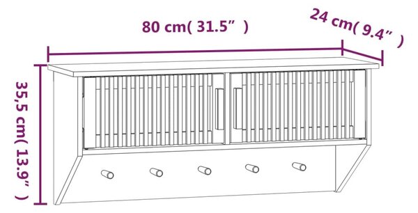 Ντουλάπι Τοίχου με Γάντζους 80x24x35,5 εκ. Επεξ. Ξύλο - Καφέ