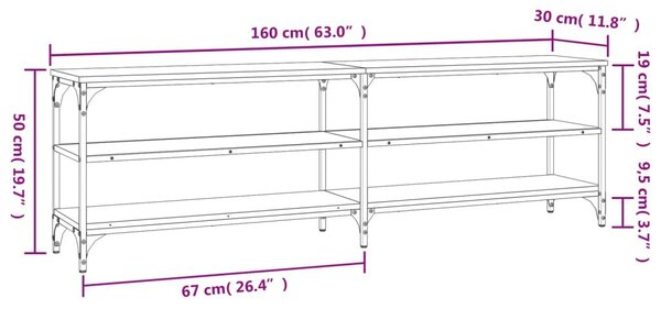 Έπιπλο Τηλεόρασης Καπνιστή Δρυς 160 x 30 x 50 εκ. Επεξ. Ξύλο - Καφέ