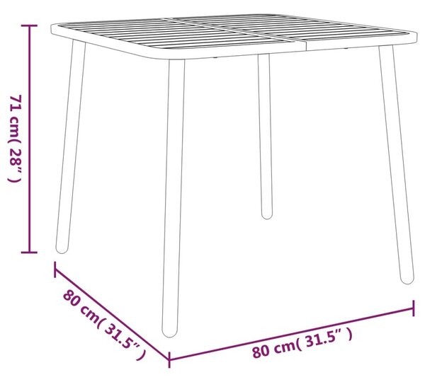 Τραπέζι Κήπου Ανθρακί 80x80x71 εκ. Ατσάλινο - Ανθρακί