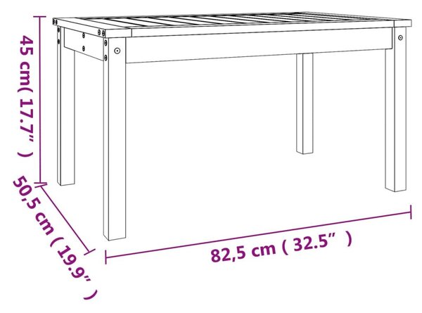 Τραπέζι Κήπου Μαύρο 82,5x50,5x45 εκ. από Μασίφ Ξύλο Πεύκου - Μαύρο