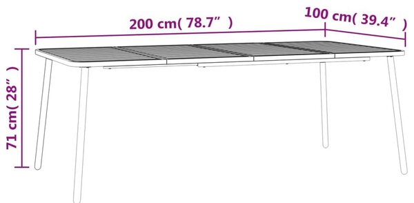 Τραπέζι Κήπου Ανθρακί 200x100x71 εκ. Ατσάλινο - Ανθρακί