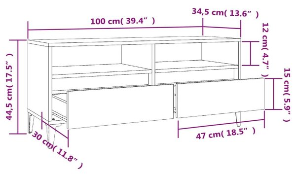 Έπιπλο Τηλεόρασης Μαύρο 100x34,5x44,5 εκ. Επεξεργ. Ξύλο - Μαύρο