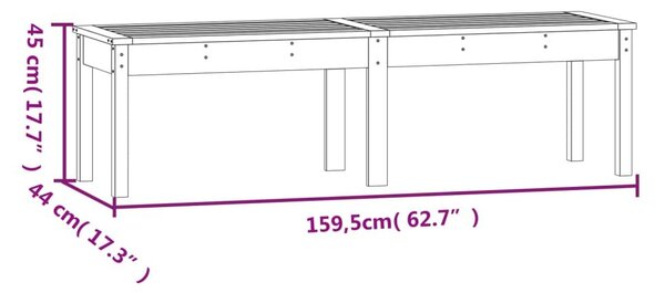 Πάγκος Κήπου Διθέσιος 159,5x44x45 εκ. Μασίφ Ξύλο Πεύκου - Καφέ