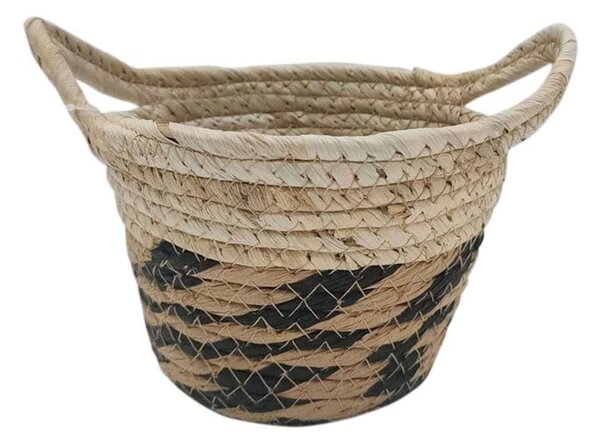 Καλάθι Ριγέ 00.06.61257 19x14,5cm Ψάθινο Natural-Black