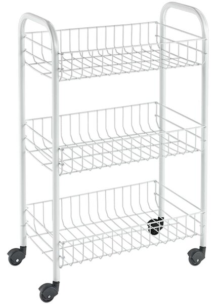 Metaltex Τρόλεϊ Κουζίνας με 3 Καλάθια Siena Λευκό - Λευκό