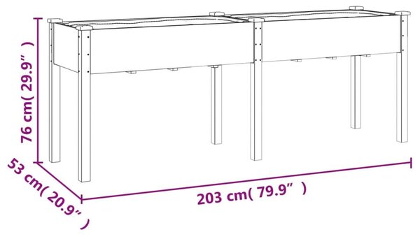 Γλάστρα με Επένδυση Γκρι 203x53x76 εκ. από Μασίφ Ξύλο Ελάτης - Γκρι