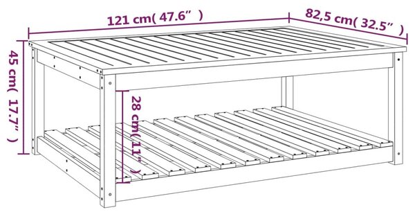 Τραπέζι Κήπου 121x82,5x45 εκ. από Μασίφ Ξύλο Ψευδοτσούγκας - Καφέ