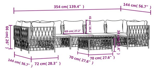Σαλόνι Κήπου Σετ 8 τεμ. Ανθρακί από Ατσάλι με Μαξιλάρια - Ανθρακί