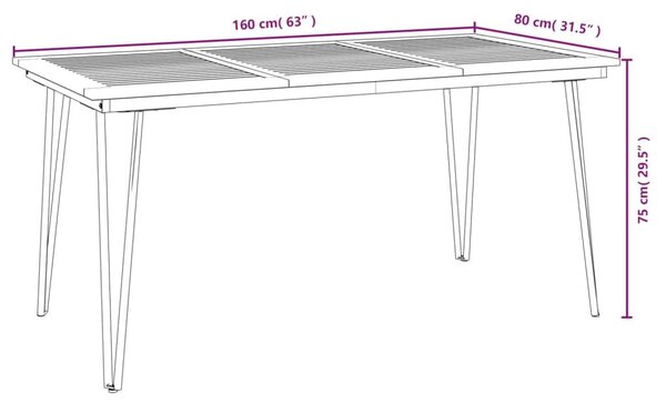 Τραπέζι Κήπου Με Πόδια Φουρκέτα 160x80x75 εκ. Μασίφ Ακακία - Καφέ