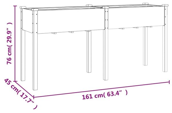 Γλάστρα με Επένδυση 161 x 45 x 76 εκ. από Μασίφ Ξύλο Ελάτης - Καφέ