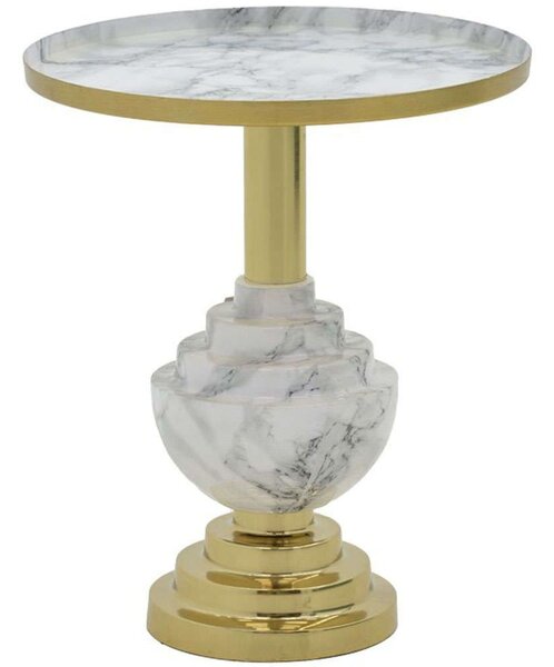 Τραπεζάκι Βοηθητικό Cogent 287-000006 Φ41x44cm Marble Effect Grey-Gold