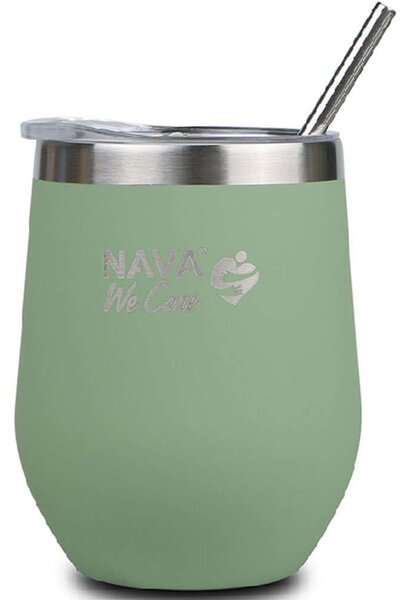 Ποτήρι - Θερμός Με Καλαμάκι We Care 10-262-102 Φ9x14cm 360ml Green Nava