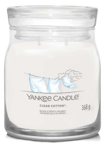 Αρωματικό Κερί Clean Cotton Medium 1630645E 9,3x11,4cm White Yankee Candle