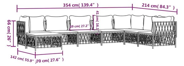 Σαλόνι Κήπου Σετ 8 τεμ. Ανθρακί από Ατσάλι με Μαξιλάρια - Ανθρακί