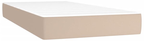 VidaXL Κρεβάτι Boxspring Στρώμα&LED Καπουτσίνο 100x200 εκ. Συνθ. Δέρμα