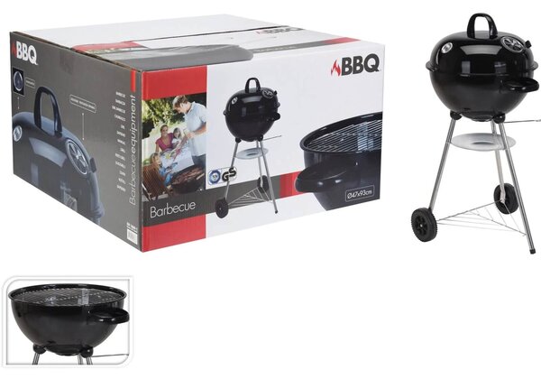 Ψησταριά BBQ κάρβουνου (C83000430) Με Καπάκι, Θερμόμετρο και 3 αεραγωγούς, Σχάρα, Λαβή και πόδια στήριξης με 2 τροχούς, βάση για στάχτη, Από ανοξείδωτ