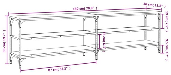 Έπιπλο Τηλεόρασης Γκρι Sonoma 180x30x50 εκ. Επεξ. Ξύλο - Γκρι