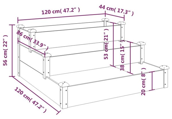 Ζαρντινιέρα Υπερυψωμένη Γκρι 120x120x56 εκ. Μασίφ Ξύλο Ελάτης - Γκρι