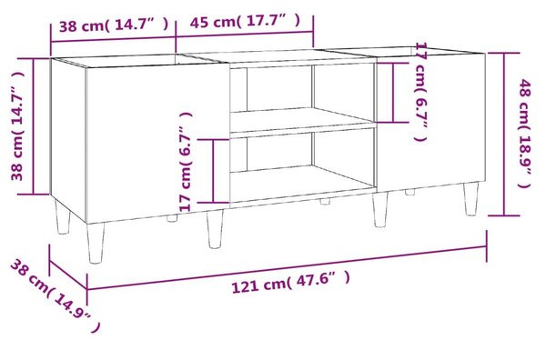 Δισκοθήκη Γυαλιστερή Λευκή 121x38x48 εκ. από Επεξεργασμένο Ξύλο - Λευκό