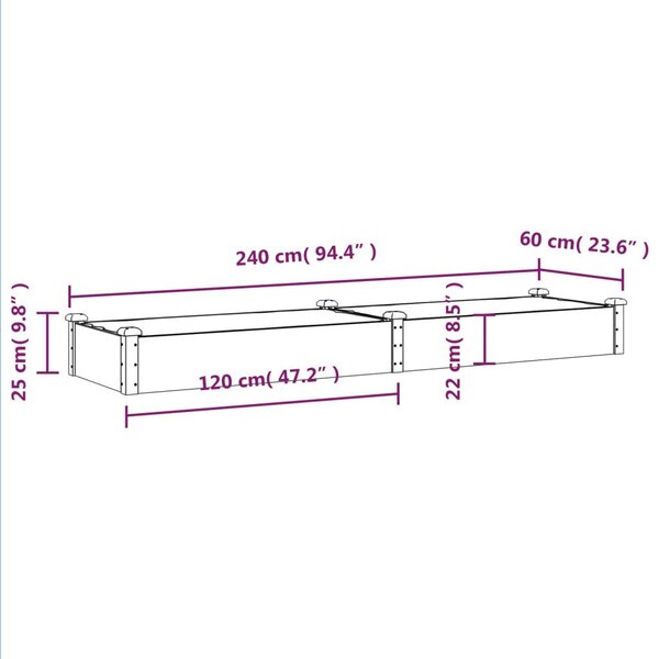 Ζαρντινιέρα Υπερυψ. με Επένδυση Καφέ 240x60x25 εκ. Μασίφ Ελάτη - Καφέ