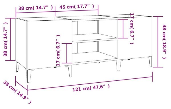 Έπιπλο Δίσκων Μαύρο 121 x 38 x 48 εκ. από Επεξεργασμένο Ξύλο - Μαύρο