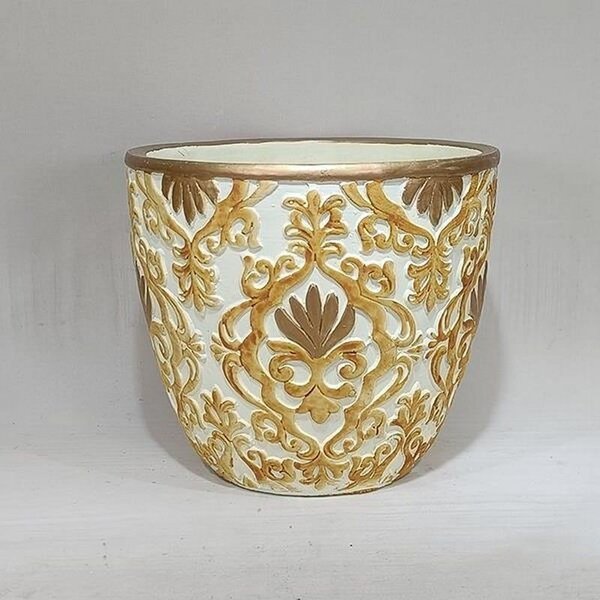 Κασπώ Τσιμεντένιο 752-18050 20.5x20.5x18cm Creame-Gold Estheti Home