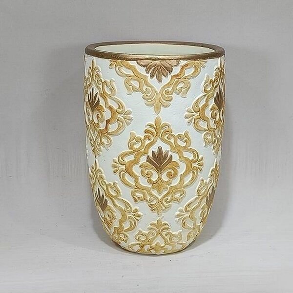 Βάζο Τσιμεντένιο 752-18048 15.5x15.5x23cm Creame-Gold Estheti Home