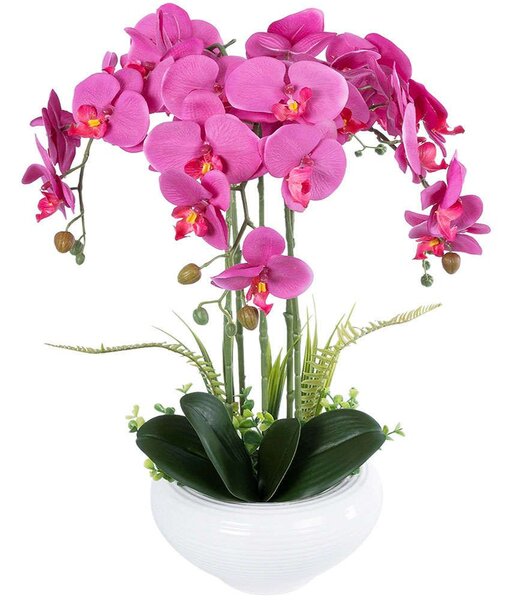 Τεχνητό Φυτό Σε Κασπώ Orchid 21123 Φ44x50cm Fuchsia GloboStar