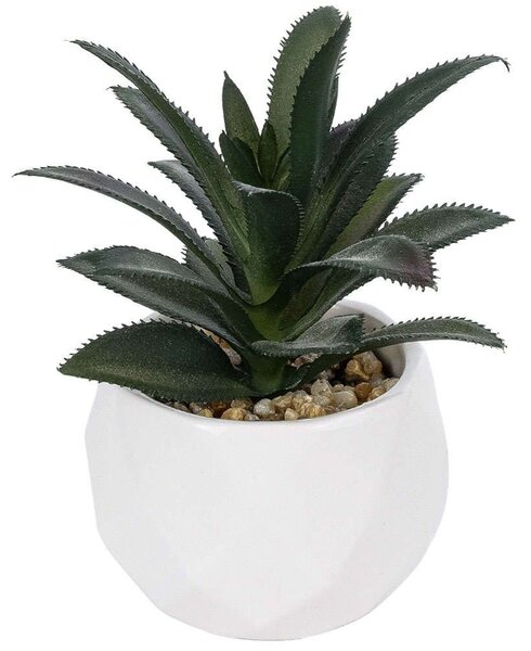 Τεχνητό Φυτό Σε Κασπώ Aloe 20983 Φ9x12cm Green-White GloboStar