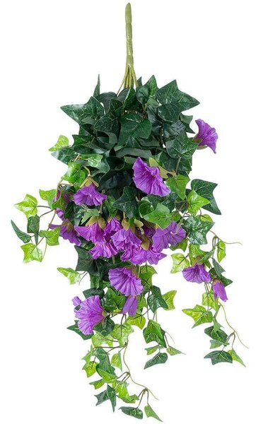 Τεχνητό Κρεμαστό Φυτό Morning Glory 21132 65cm Green-Purple GloboStar