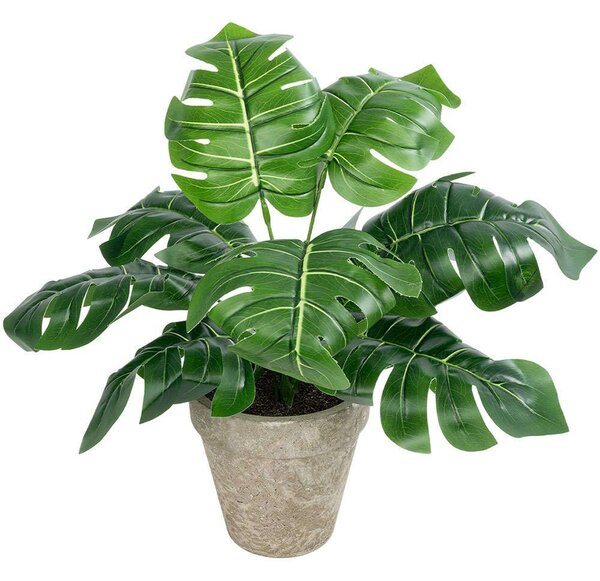 Τεχνητό Φυτό Σε Κασπώ Monstera 20895 Φ40x33cm Green-Grey GloboStar