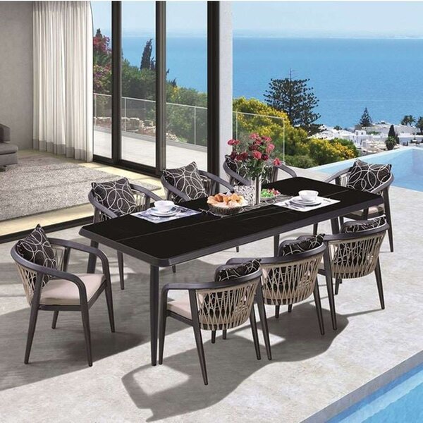 Τραπεζαρία Jardin (Σετ 9Τμχ) Ε6742,S2 220x100x75cm Anthracite-Beige