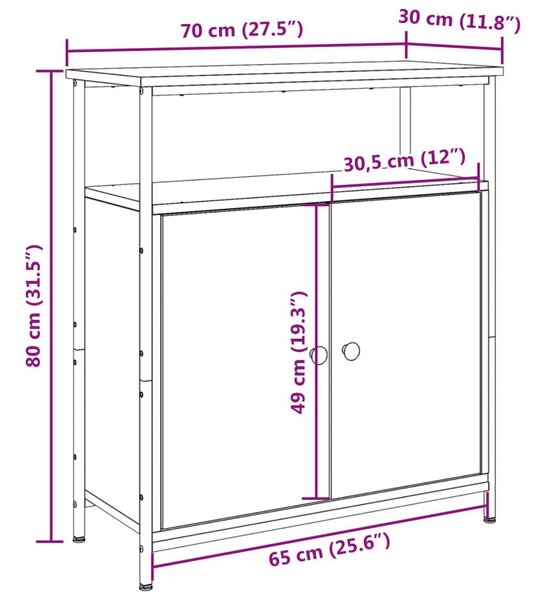 Ντουλάπι Αρτισιανή Δρυς 70 x 30 x 80 εκ. από Επεξεργ. Ξύλο - Καφέ